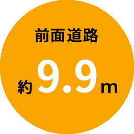 前面道路約9.9m